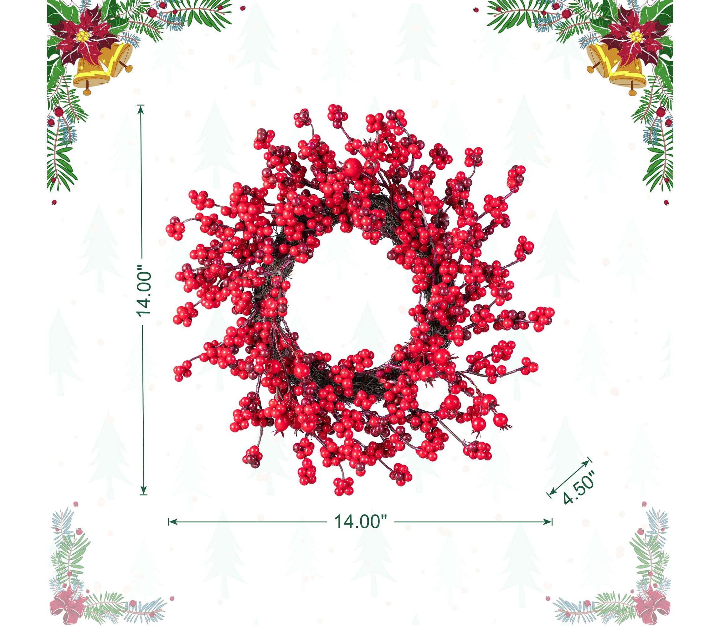 Set of 2 14"D Christmas Mini Red Berries Wreath