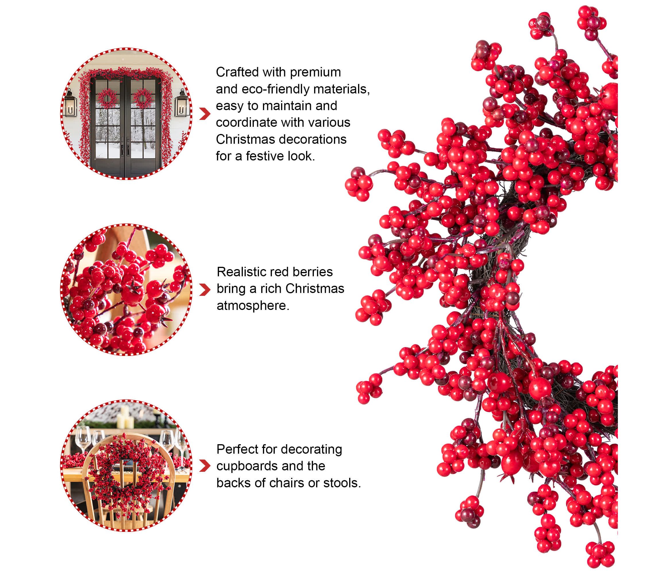 Set of 2 14"D Christmas Mini Red Berries Wreath