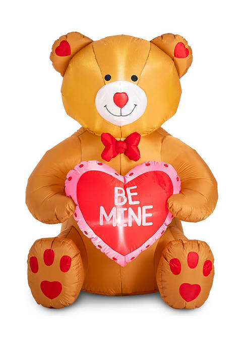 Glitzhome Lighted Valentines Inflatable Bear with Heart
