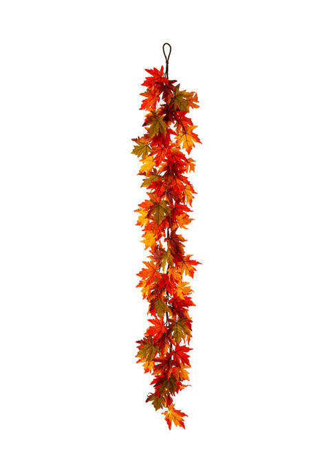 Glitzhome 6 Inch Fall Lighted Maple Leaves Garland