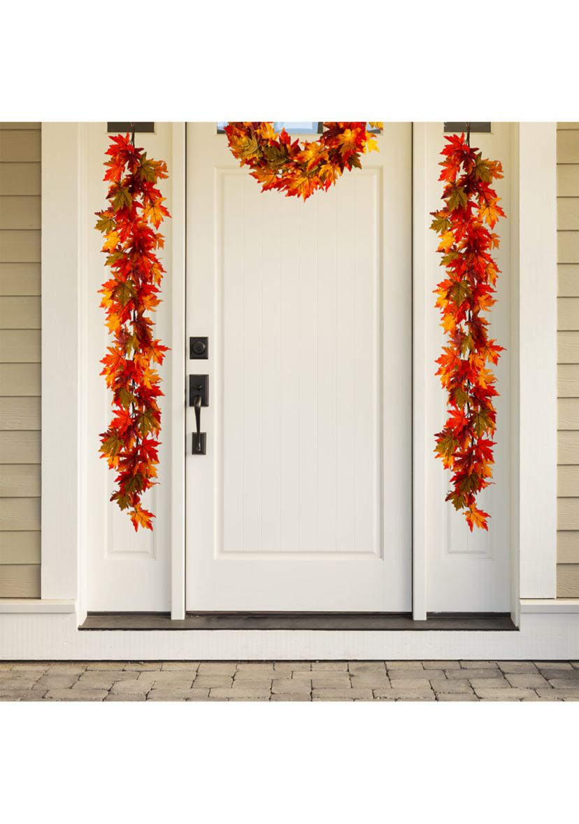 6 Inch Fall Lighted Maple Leaves Garland