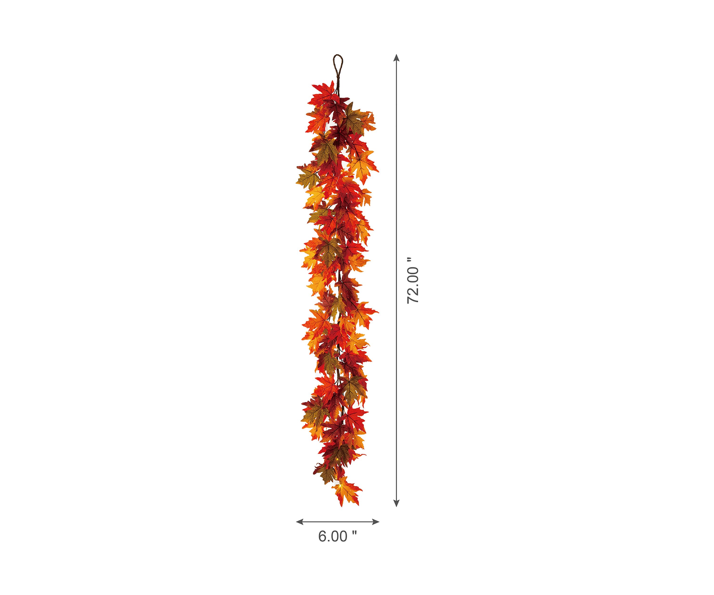 6 Inch Fall Lighted Maple Leaves Garland