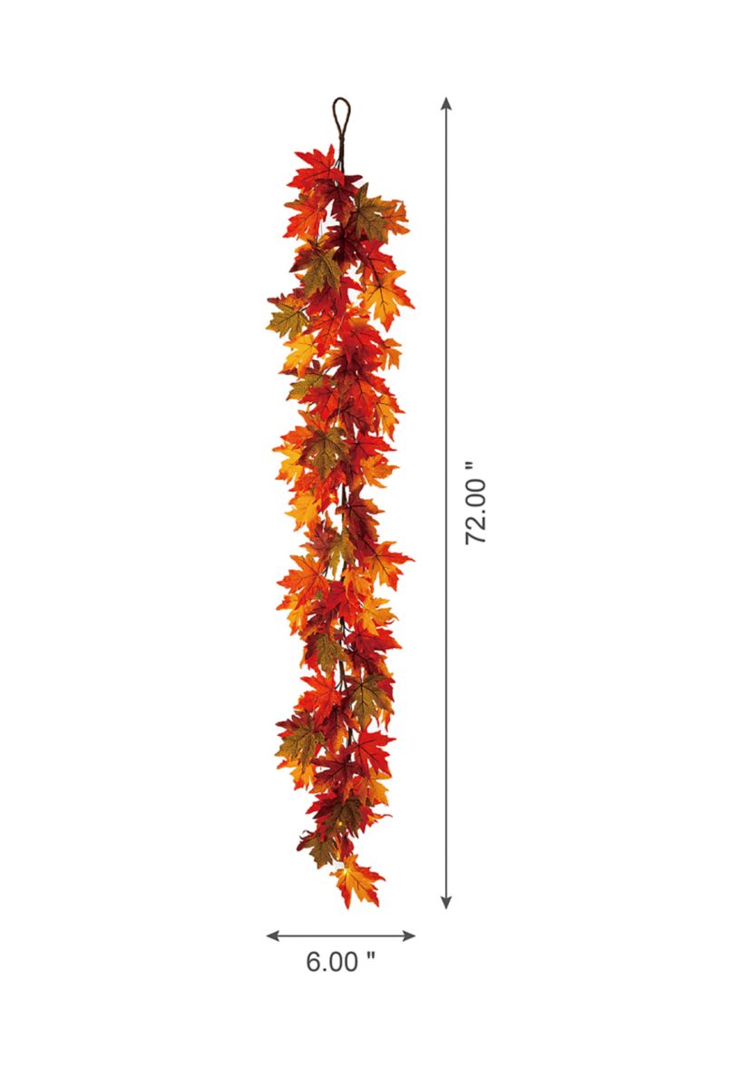 6 Inch Fall Lighted Maple Leaves Garland