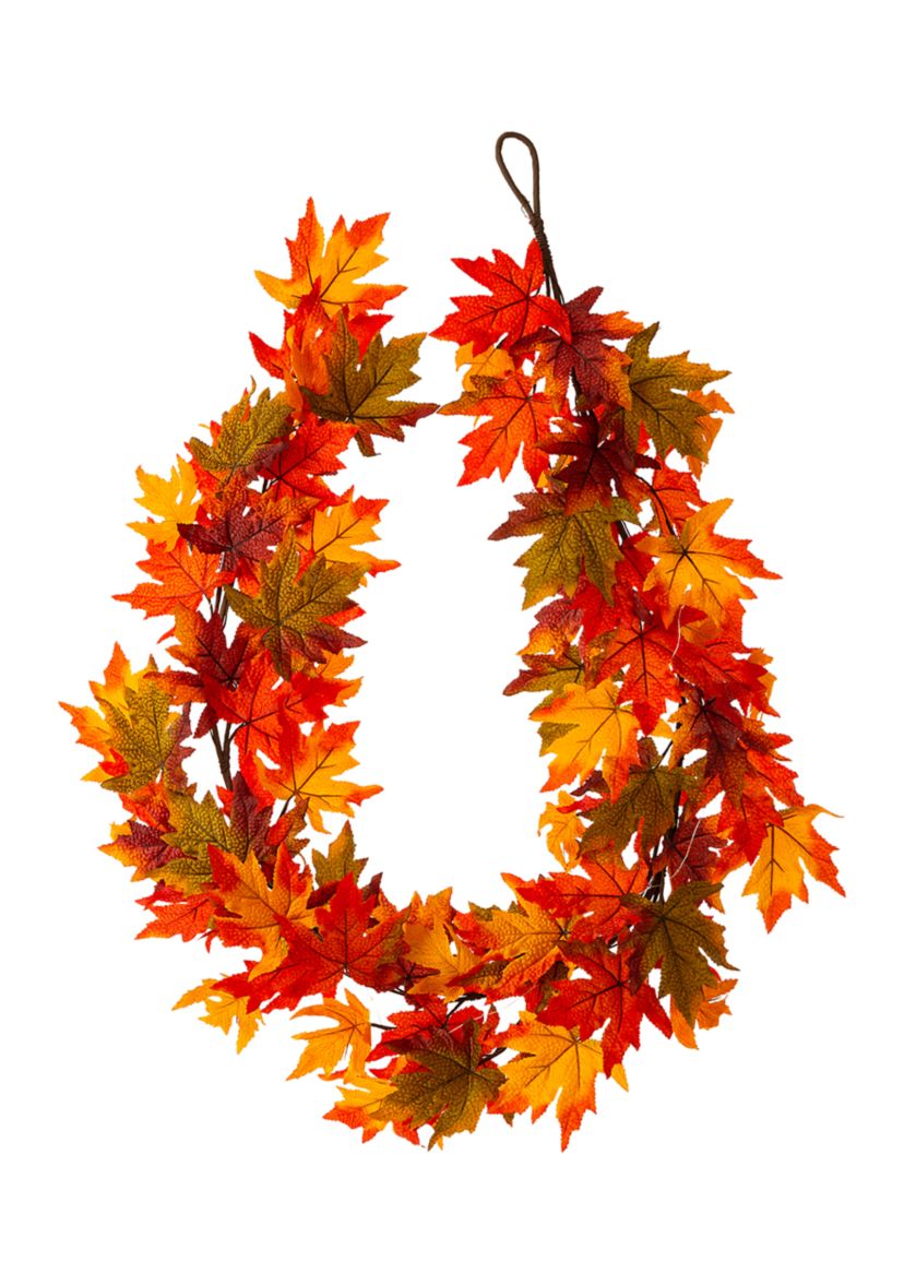 6 Inch Fall Lighted Maple Leaves Garland