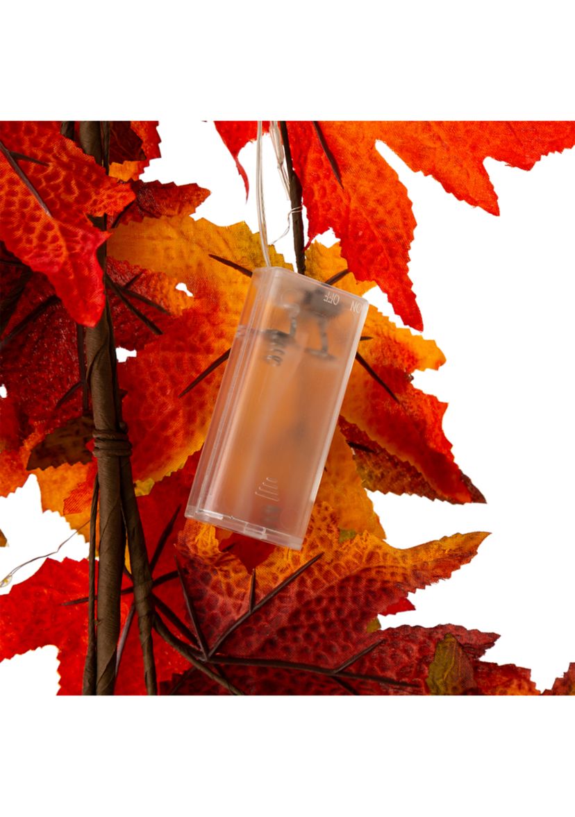 6 Inch Fall Lighted Maple Leaves Garland