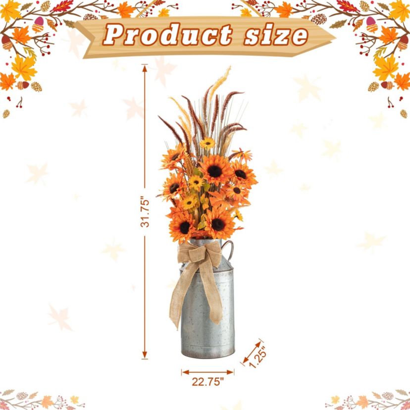 39.75"H Fall Sunflower Leaf Potted Tree