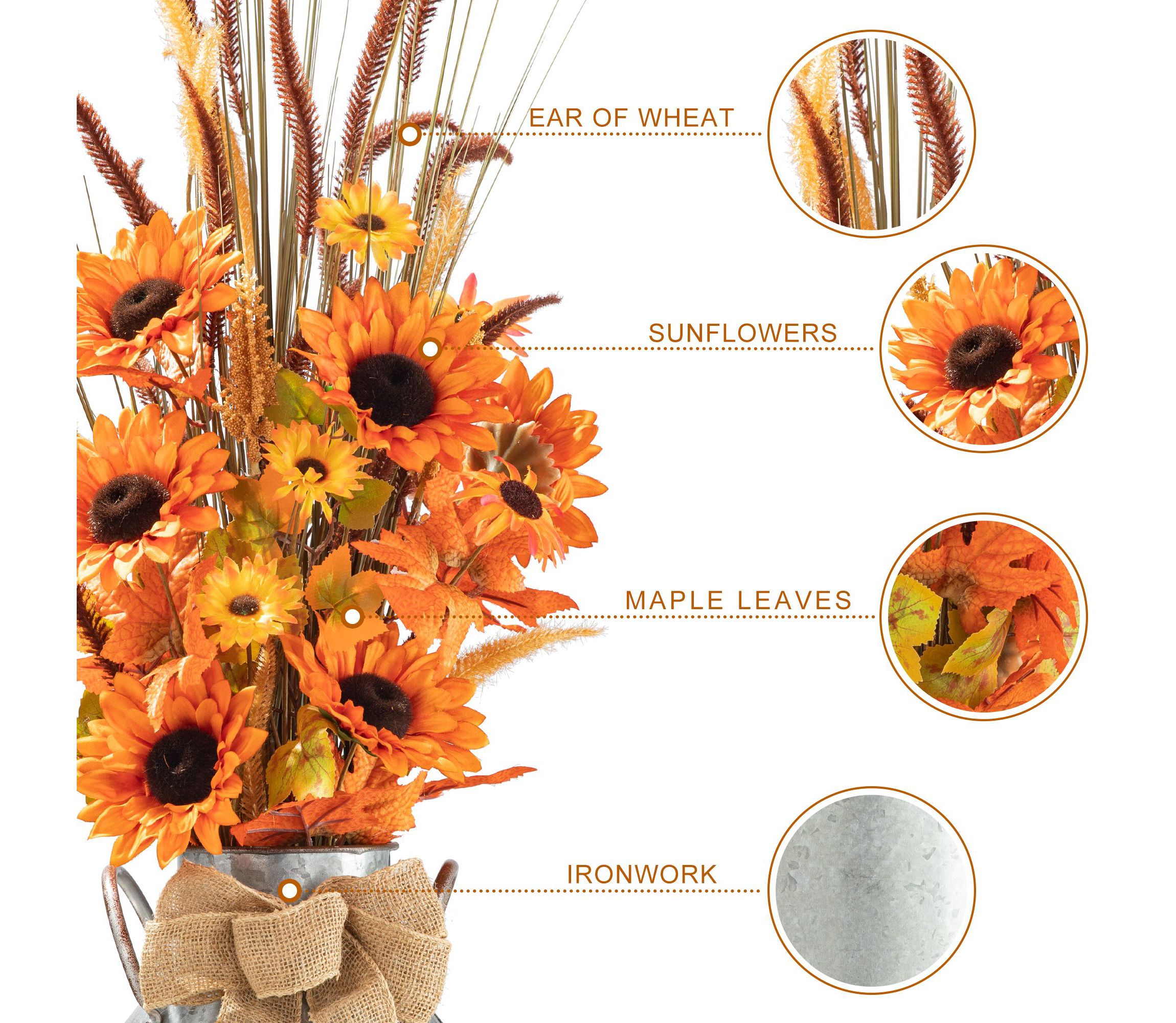 39.75"H Fall Sunflower Leaf Potted Tree