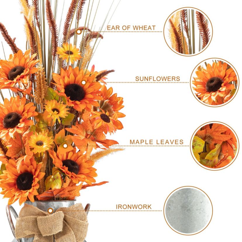 39.75"H Fall Sunflower Leaf Potted Tree