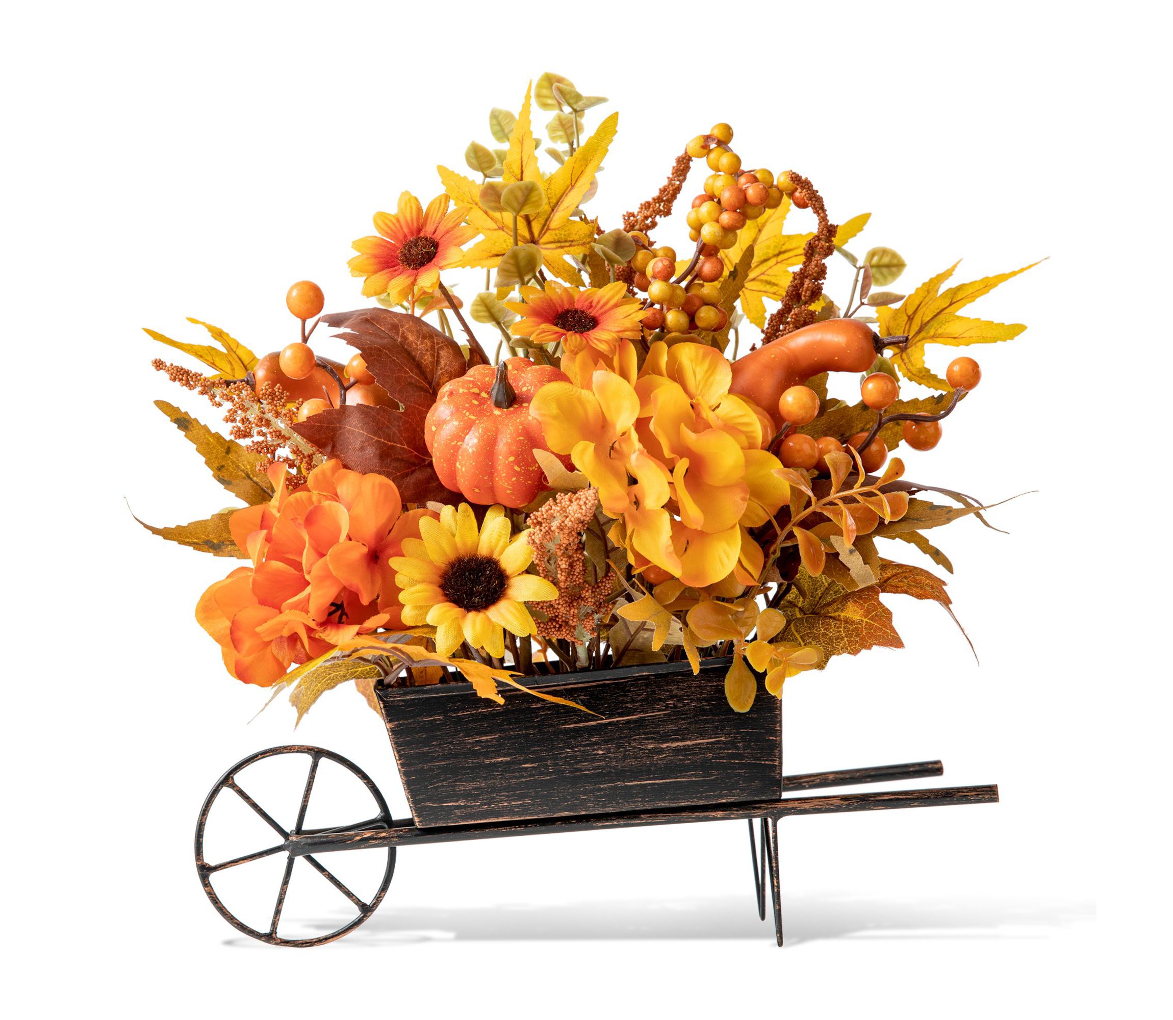 14"L Fall Floral Cart Centerpiece