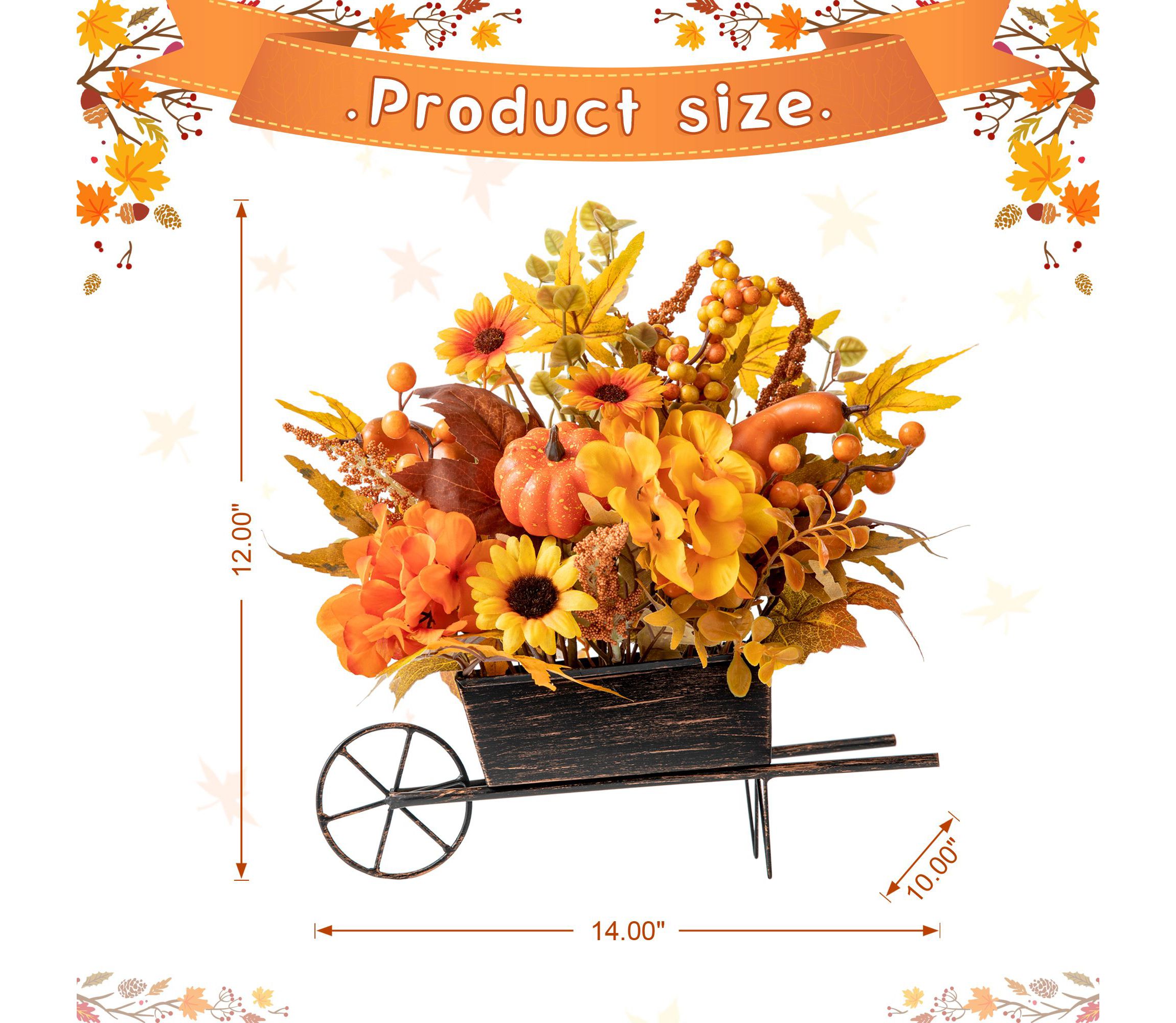 14"L Fall Floral Cart Centerpiece