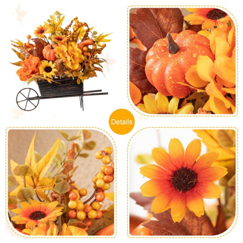 14"L Fall Floral Cart Centerpiece