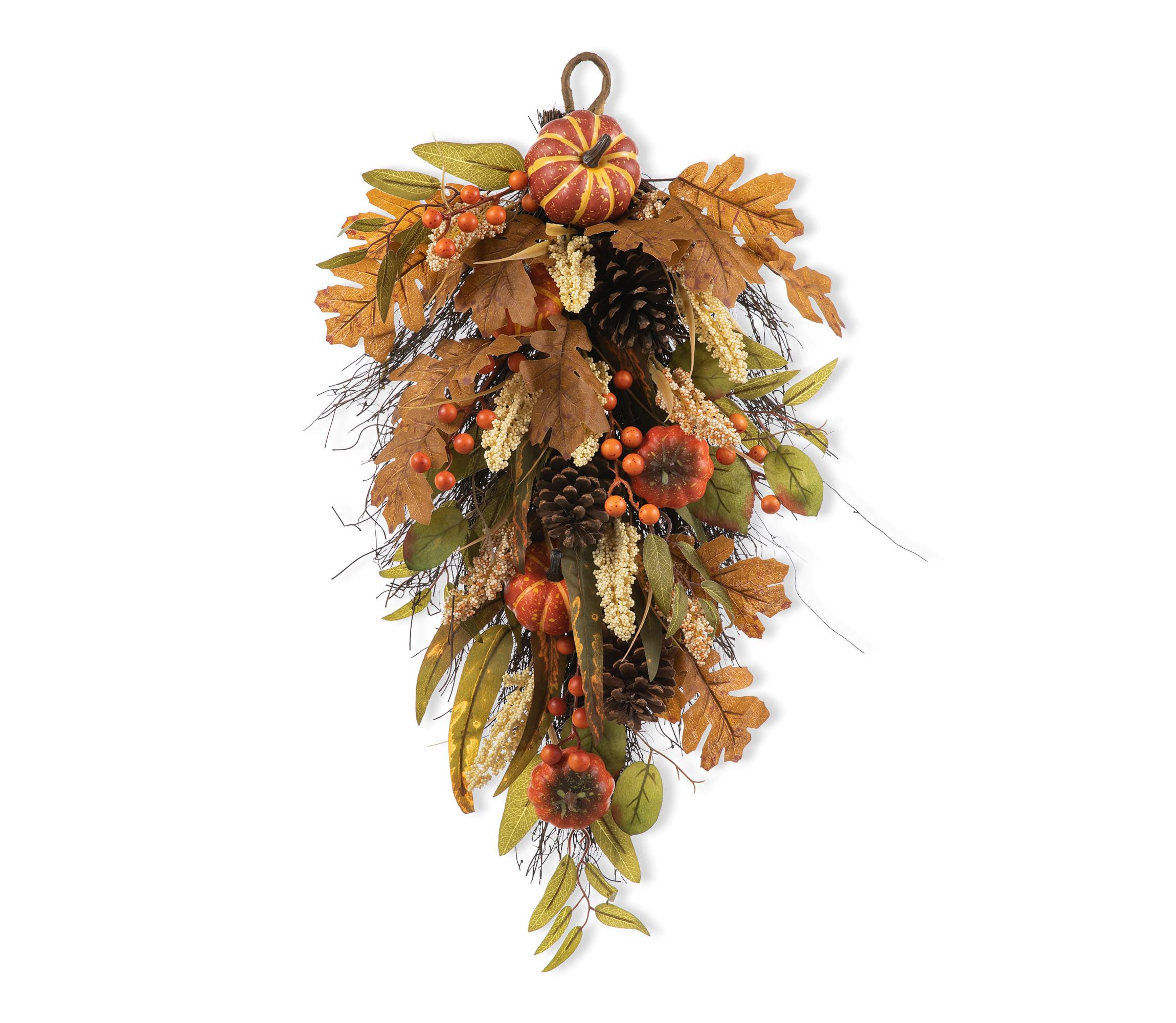 27"H Fall Pumpkin Leaf Swag