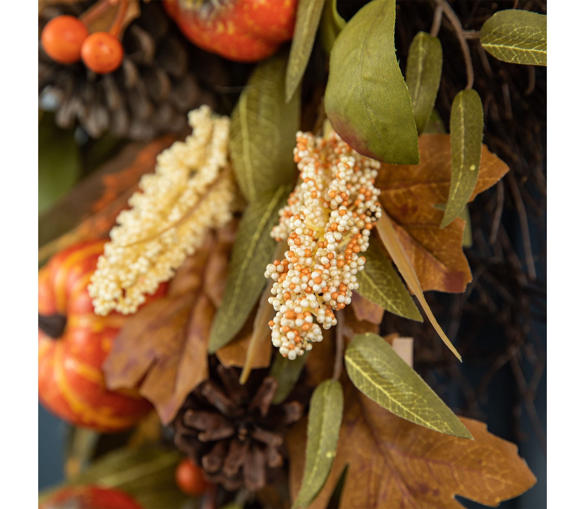 27"H Fall Pumpkin Leaf Swag