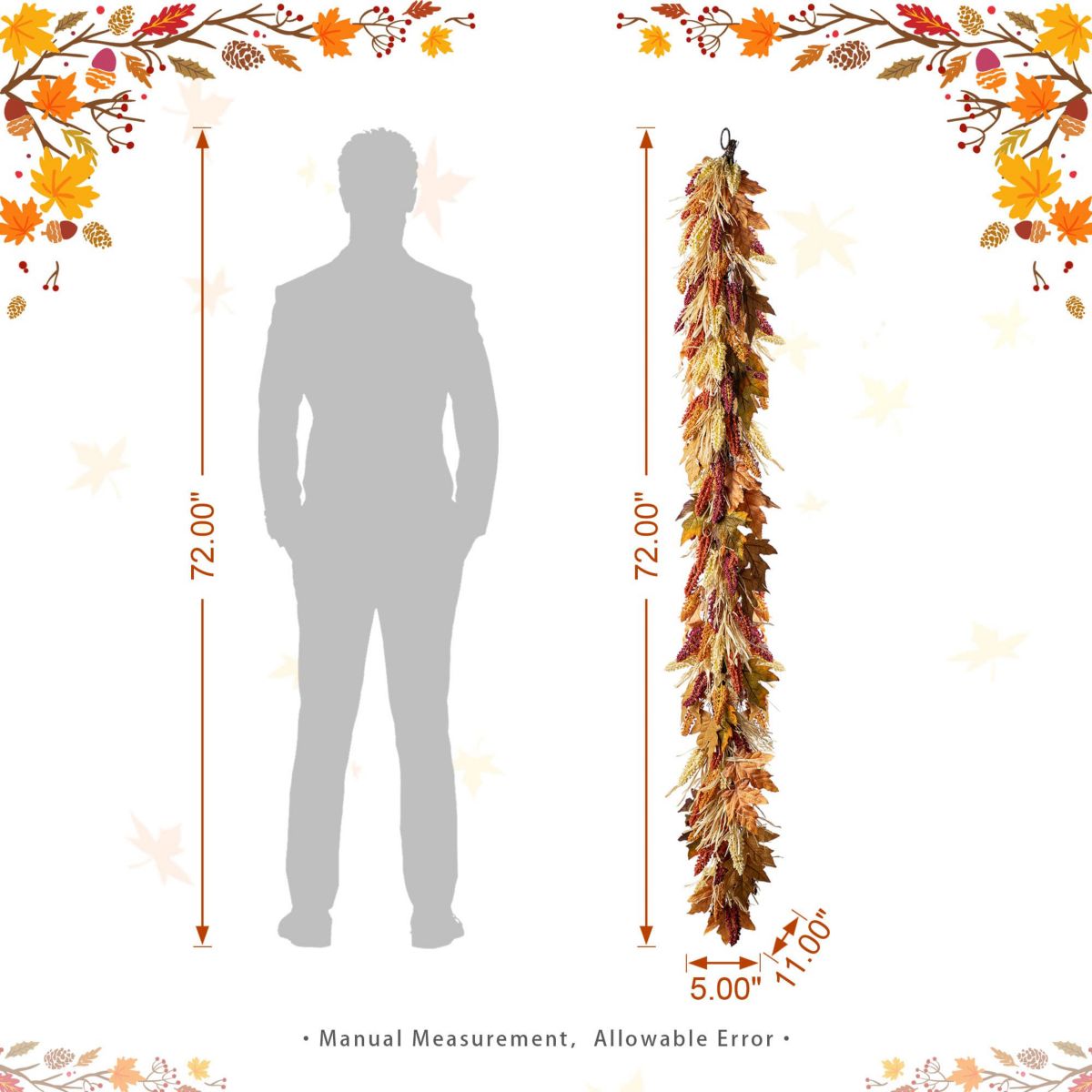 72"L Fall Multi-Colored Sorghum Garland