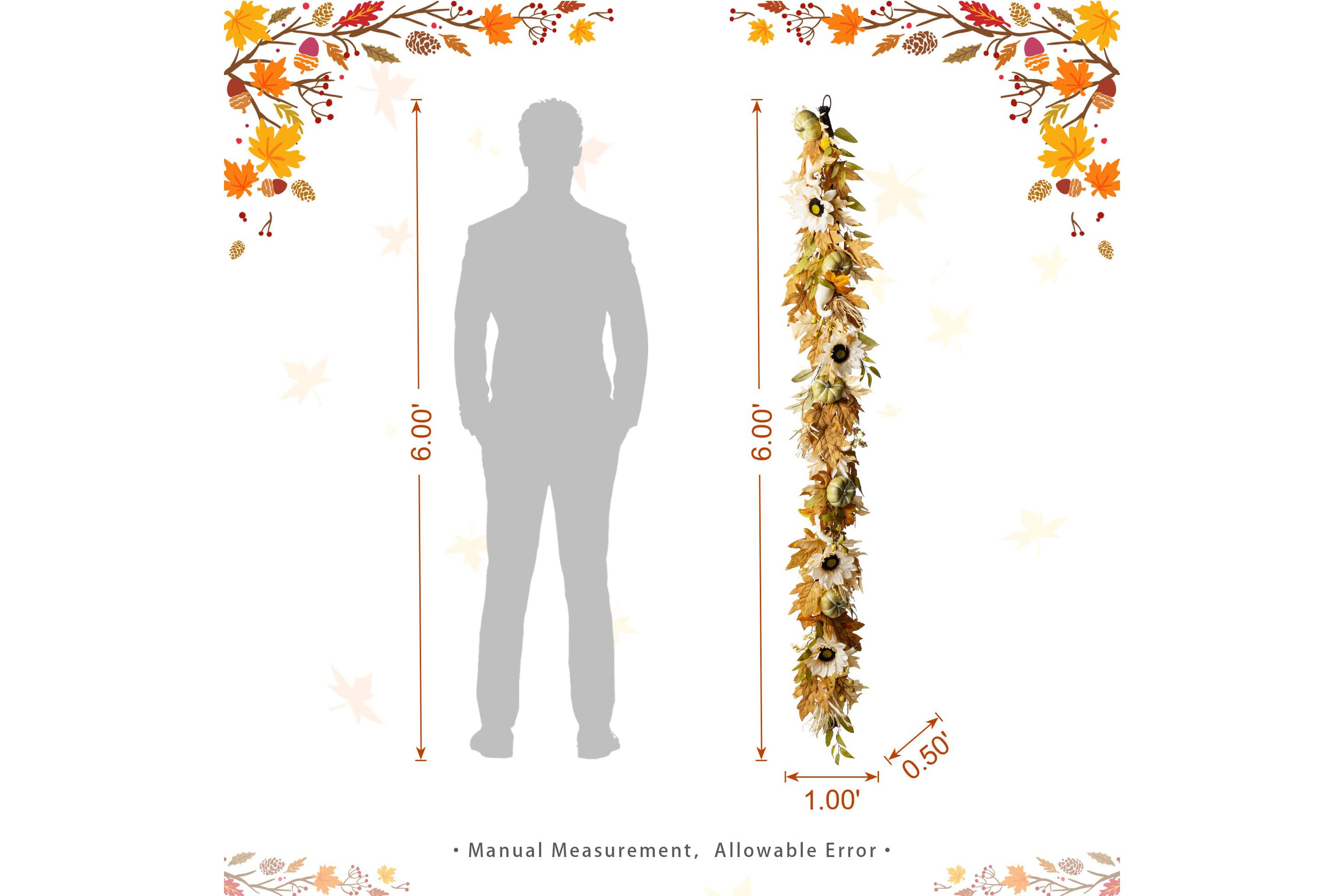 72"L Fall Neutral Sunflower, Pumpkin and Leaf Garland