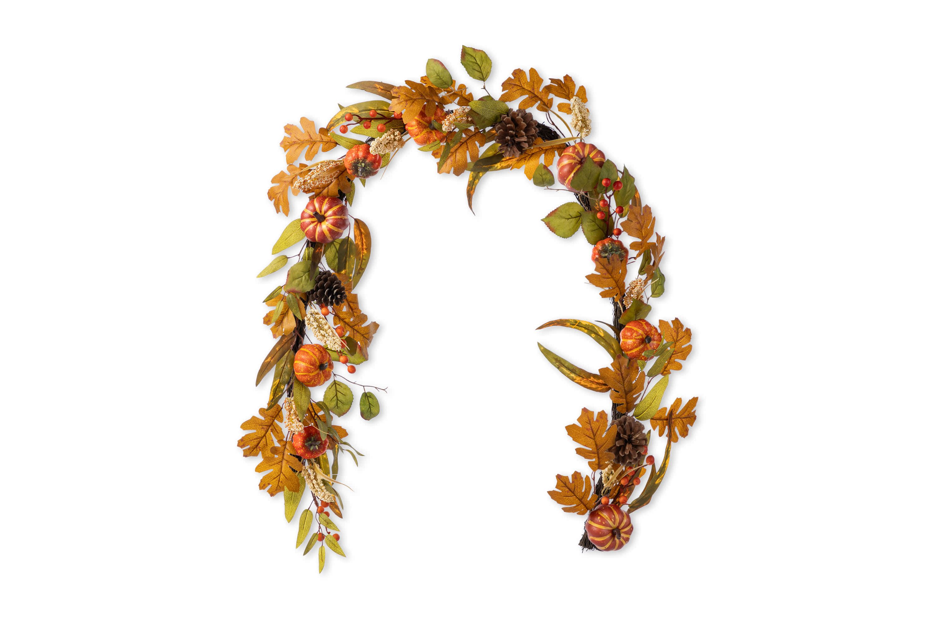 72"L Fall Pumpkin Leaf Floral Garland