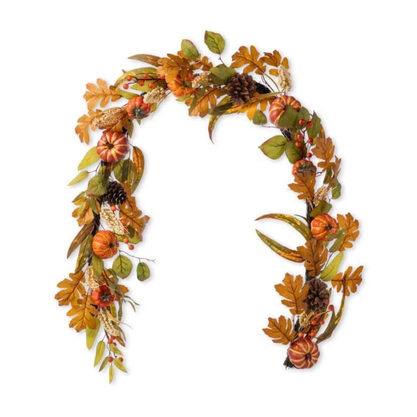 72"L Fall Pumpkin Leaf Floral Garland