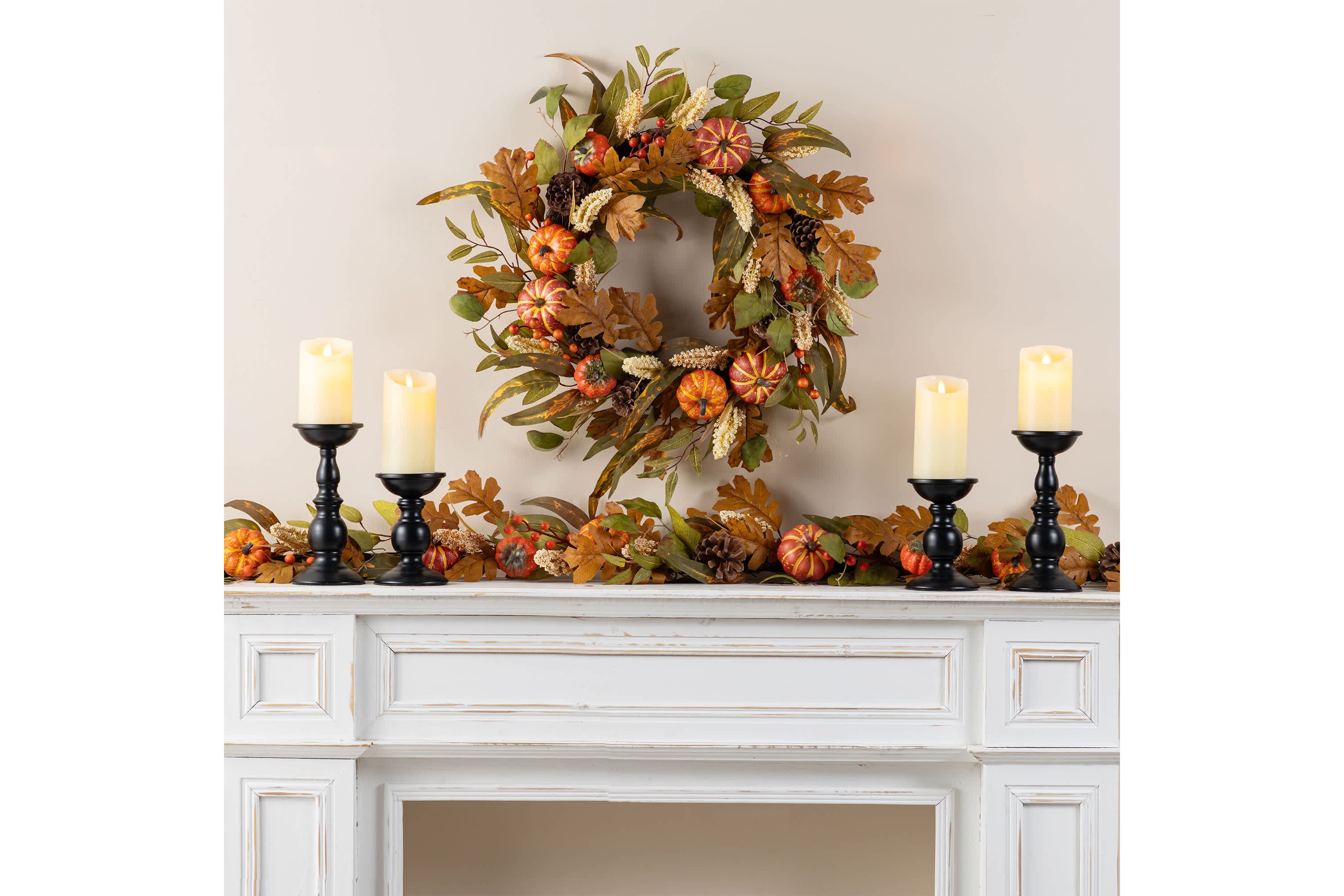 72"L Fall Pumpkin Leaf Floral Garland