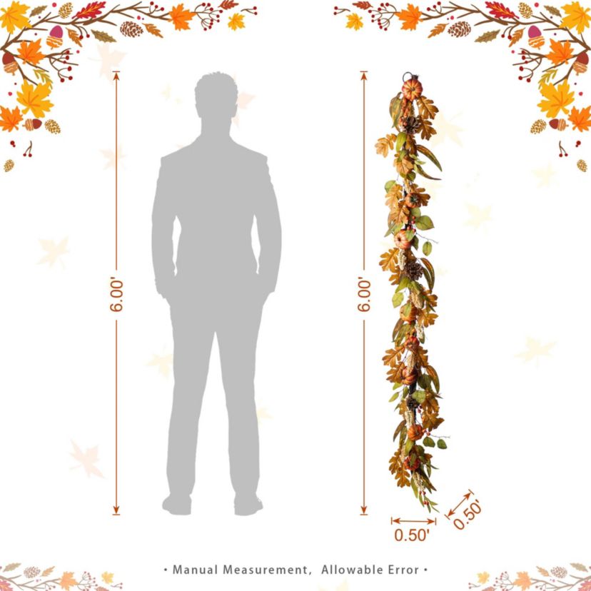 72"L Fall Pumpkin Leaf Floral Garland