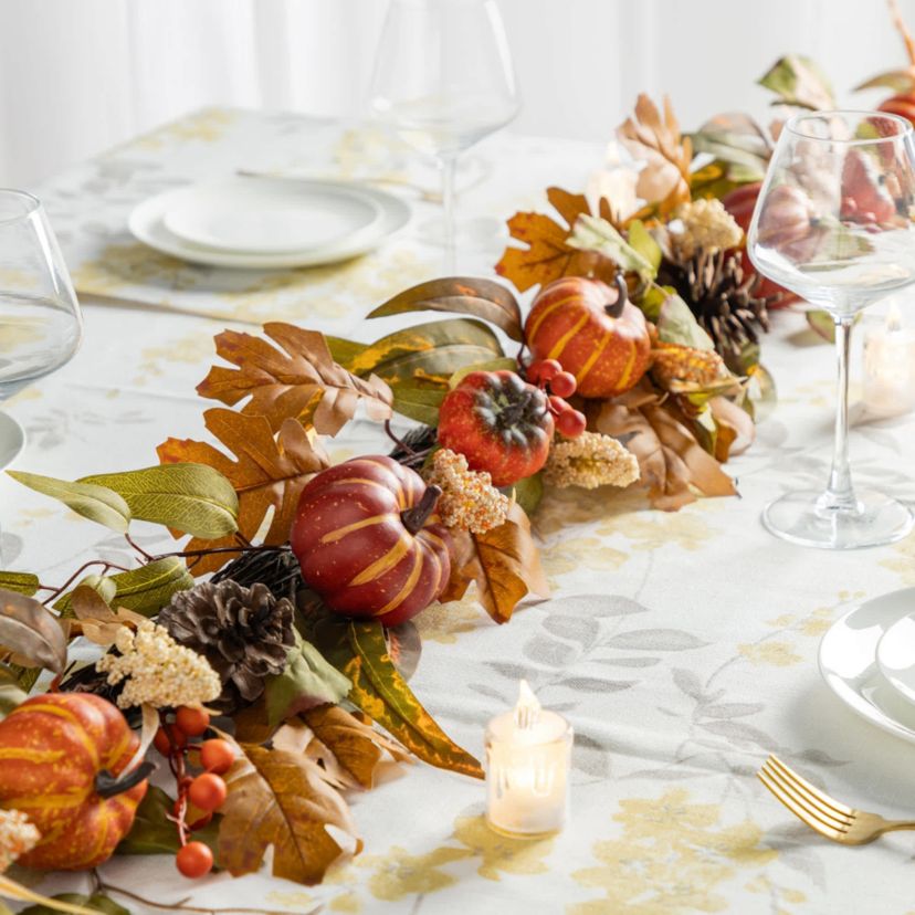 72"L Fall Pumpkin Leaf Floral Garland