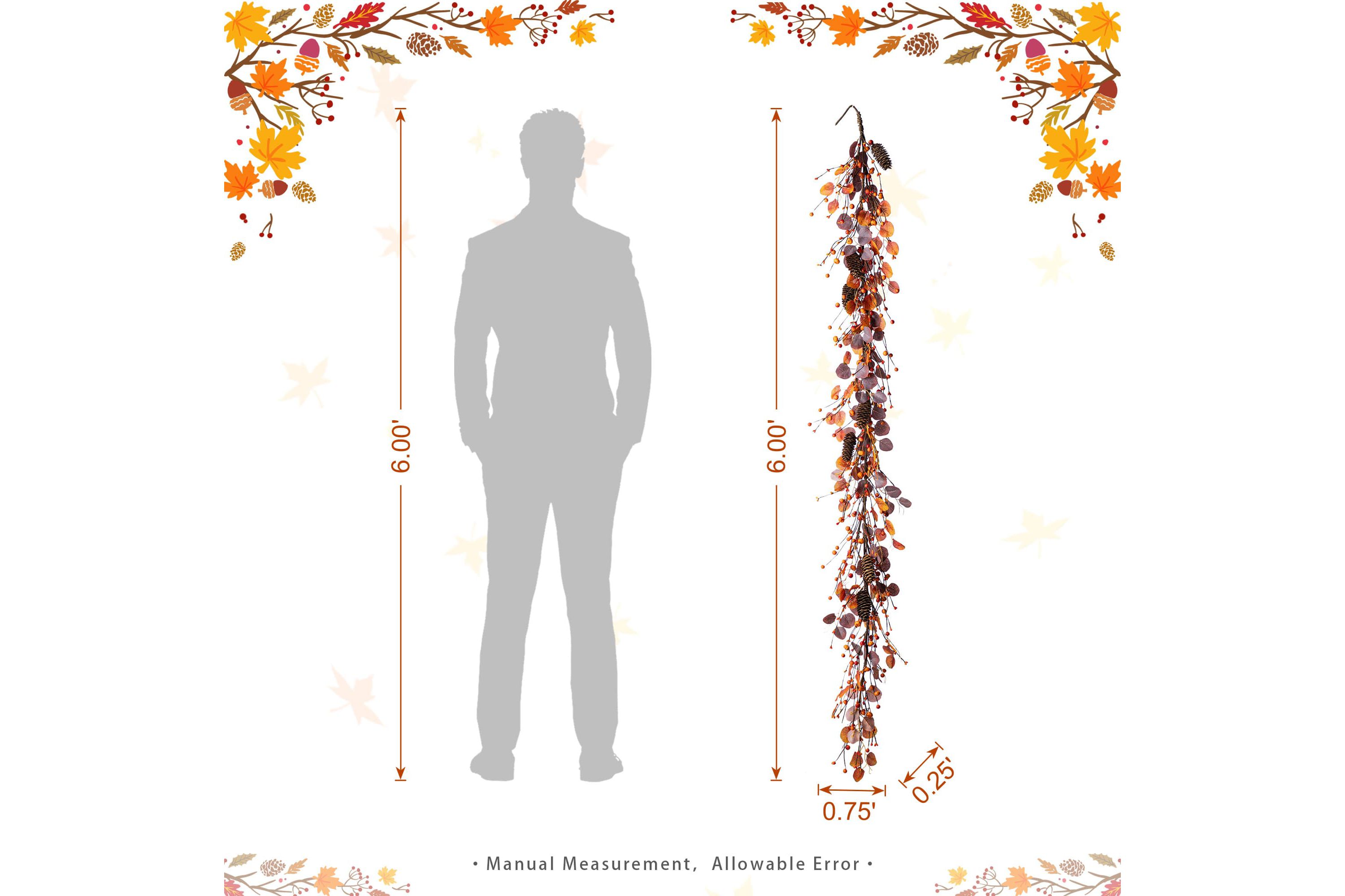 72"L Fall Eucalyptus Berry Garland