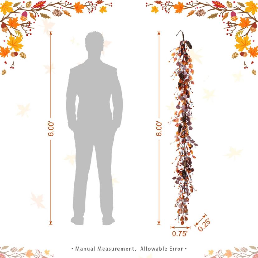72"L Fall Eucalyptus Berry Garland