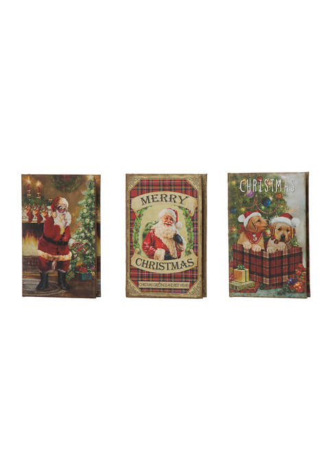 Glitzhome Set of 3 Christmas Assorted Book Box