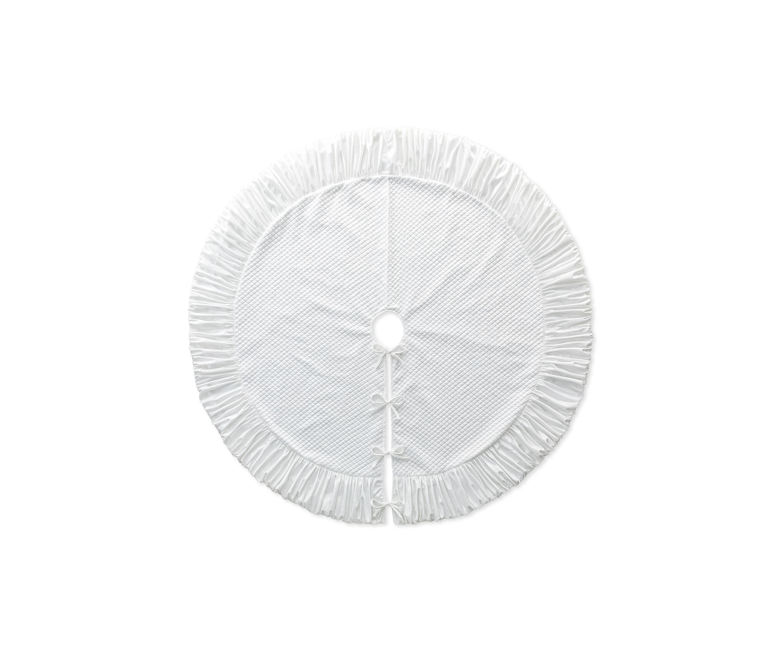 60”D Oversized Deluxe White Velvet Ruffled Christmas Tree Skirt