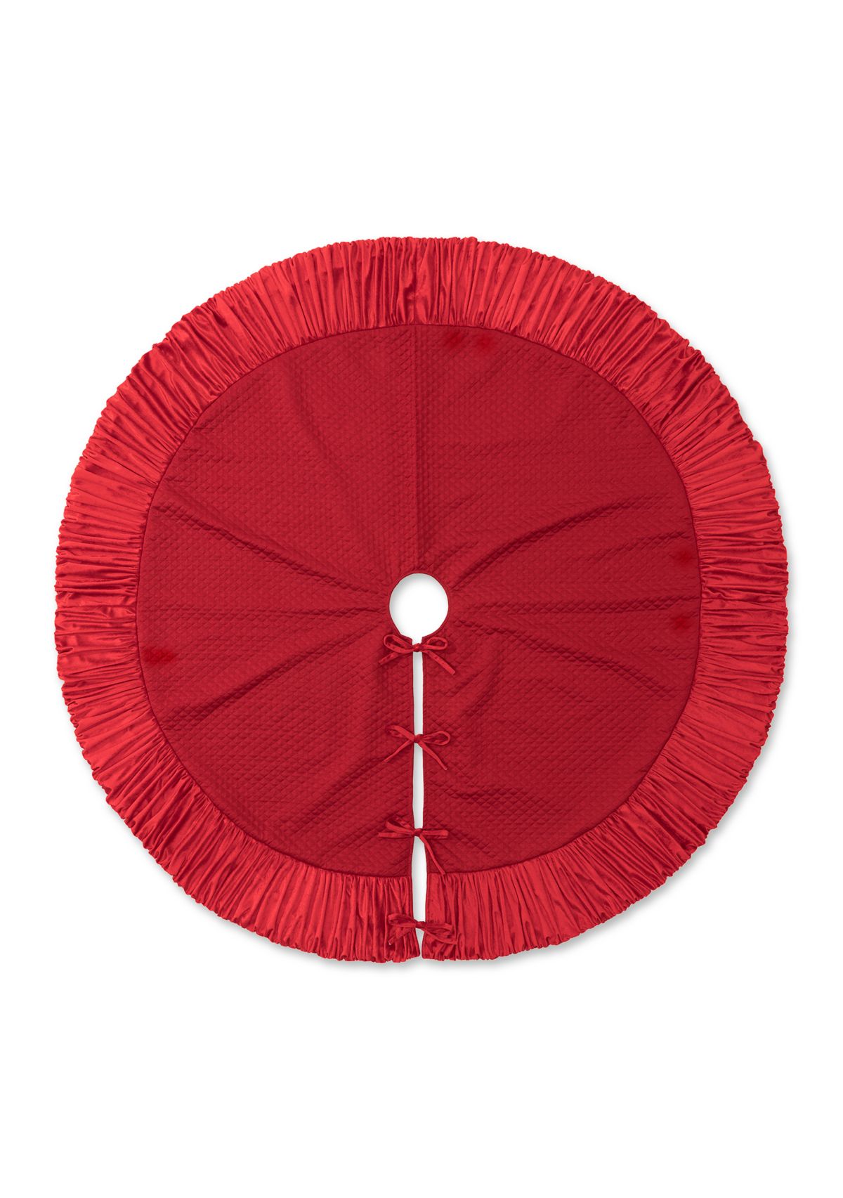 72”D Oversized Deluxe Red Velvet Ruffled Christmas Tree Skirt