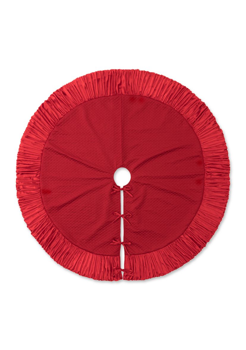 72”D Oversized Deluxe Red Velvet Ruffled Christmas Tree Skirt