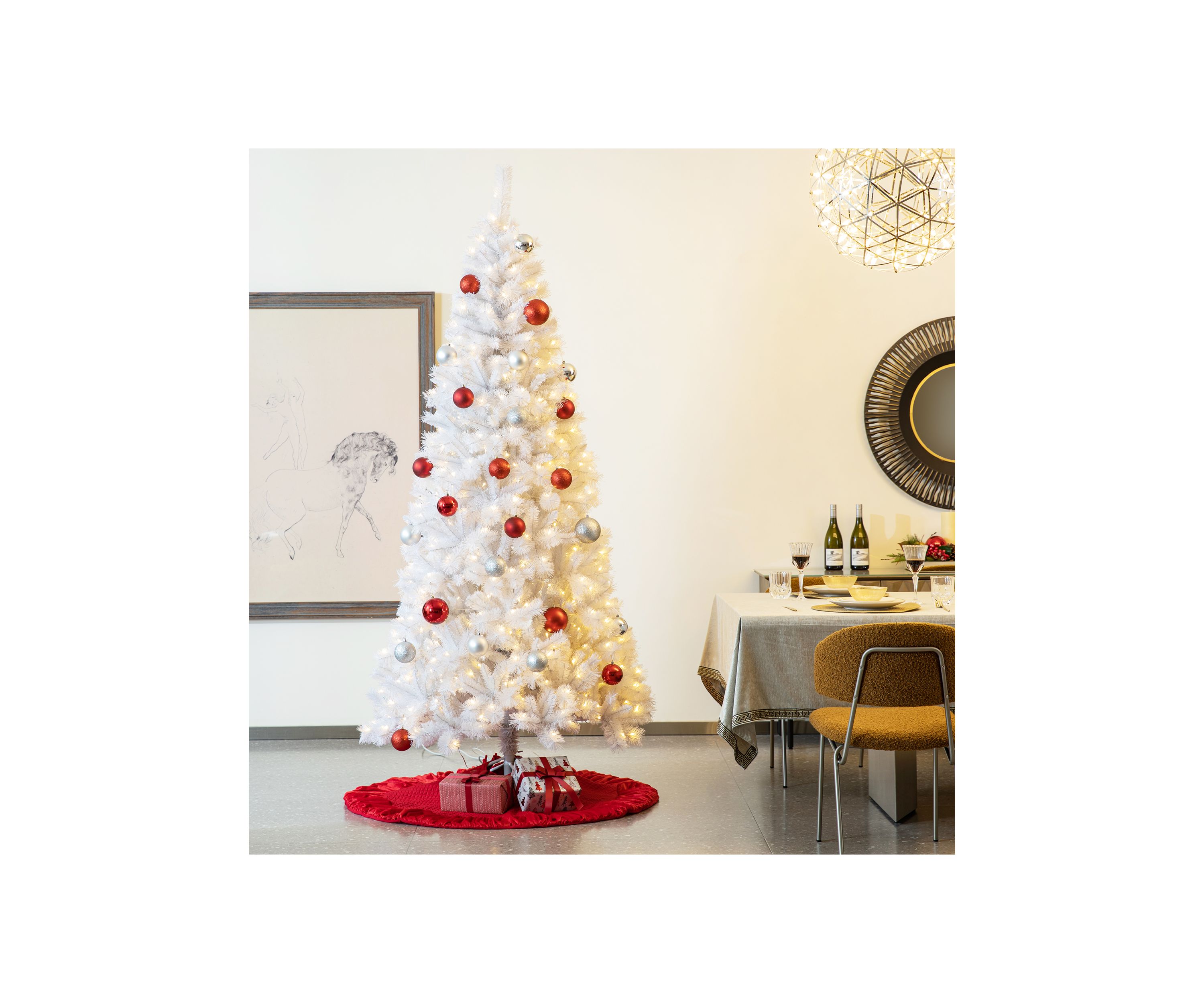 72”D Oversized Deluxe Red Velvet Ruffled Christmas Tree Skirt