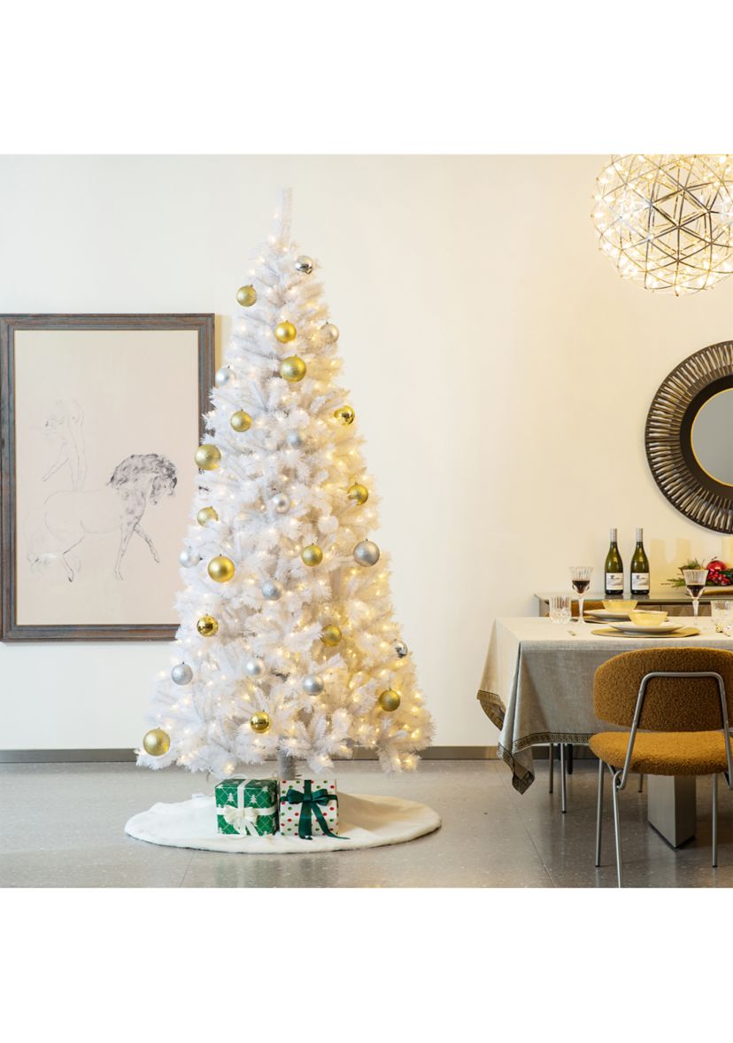 48”D White Faux Rabbit Fur Christmas Tree Skirt