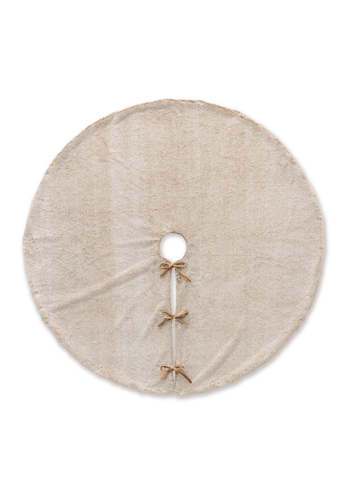 48”D Milk Coffee Brown Faux Rabbit Fur Christmas Tree Skirt