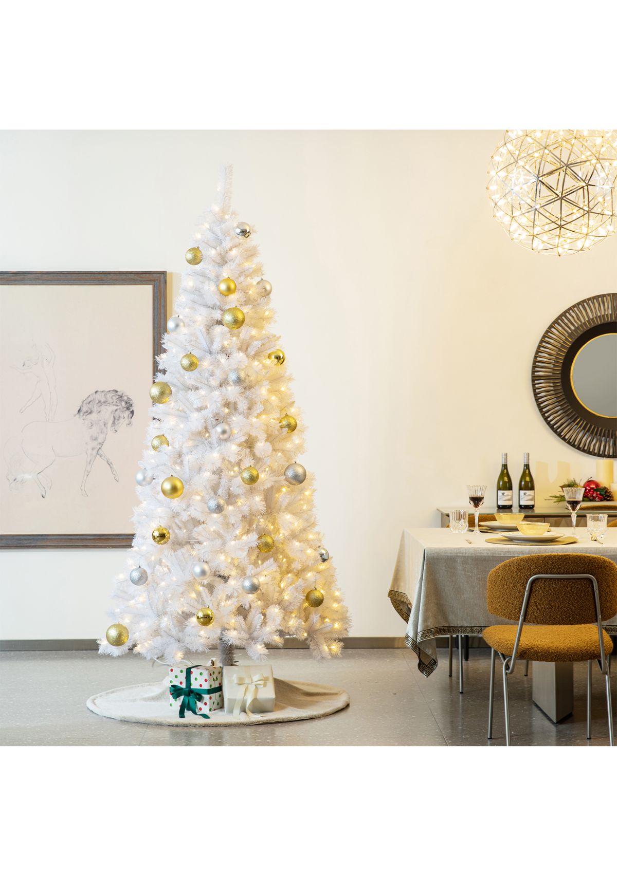 48”D Milk Coffee Brown Faux Rabbit Fur Christmas Tree Skirt