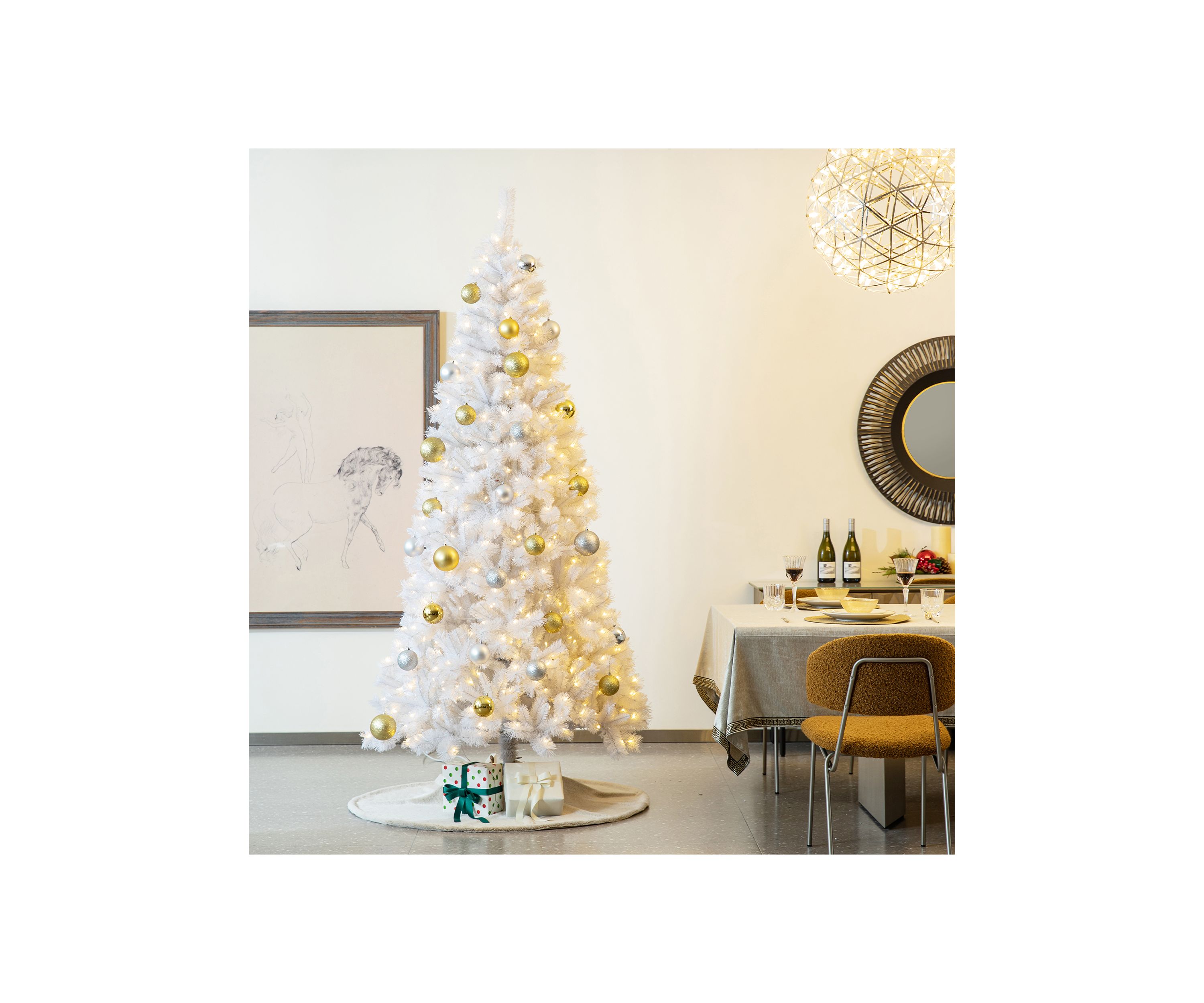 48”D Milk Coffee Brown Faux Rabbit Fur Christmas Tree Skirt