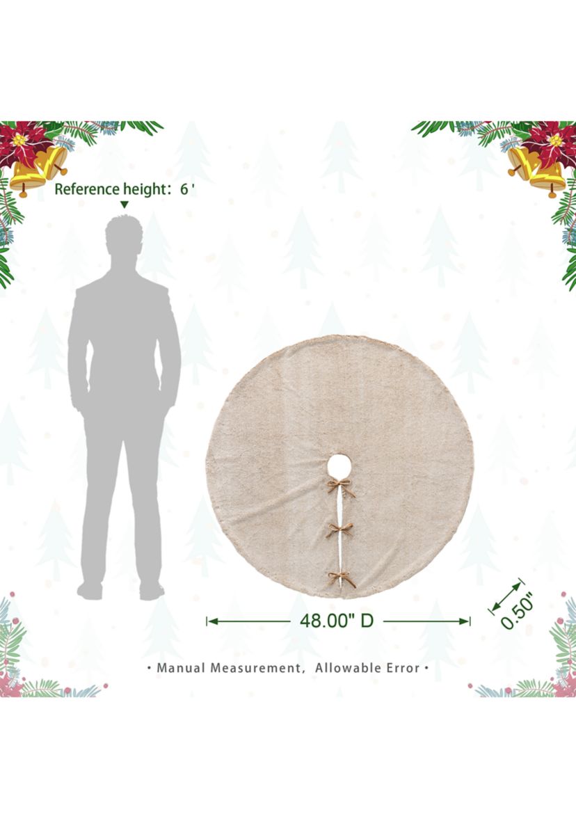 48”D Milk Coffee Brown Faux Rabbit Fur Christmas Tree Skirt