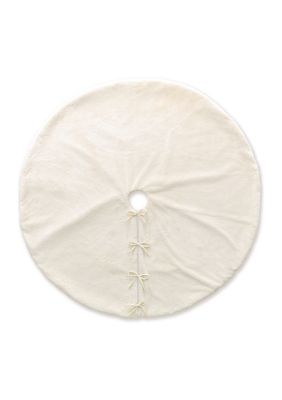 Glitzhome 60D Oversized White Faux Rabbit Fur Christmas Tree Skirt