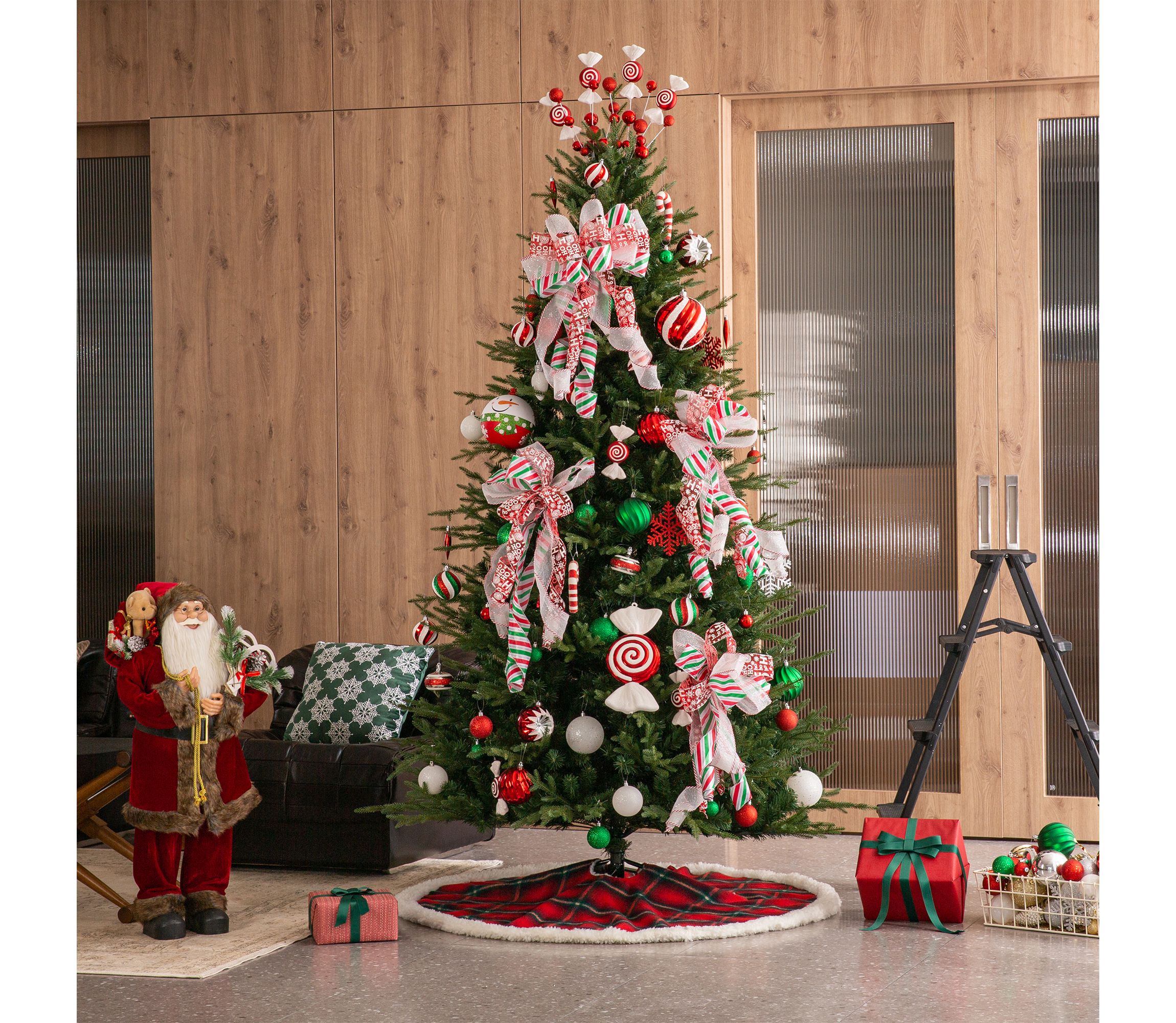 48"D Red & Black Plaid Reversible Sherpa/Flannel Christmas Tree Skirt