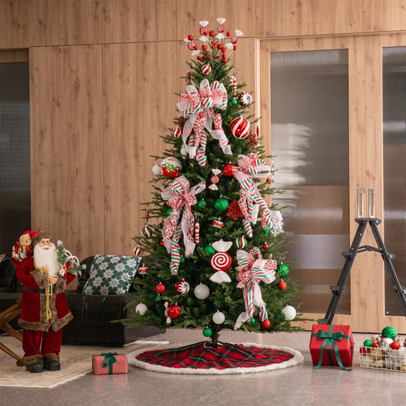 48"D Red & Black Plaid Reversible Sherpa/Flannel Christmas Tree Skirt