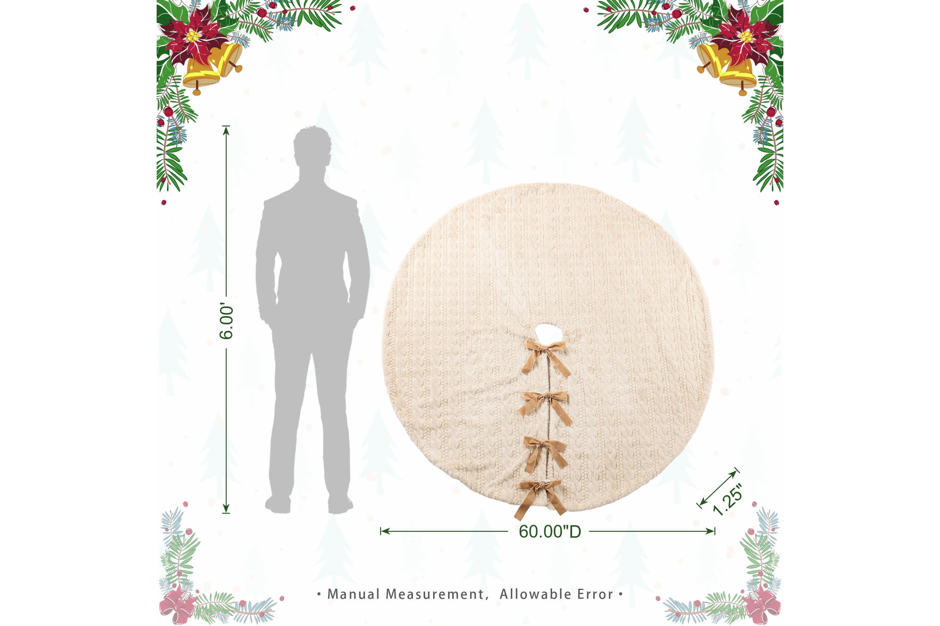 60"D Deluxe Reversible Milk Coffee Twisted Faux Marten Fur/Korean Fleece Christmas Tree Skirt