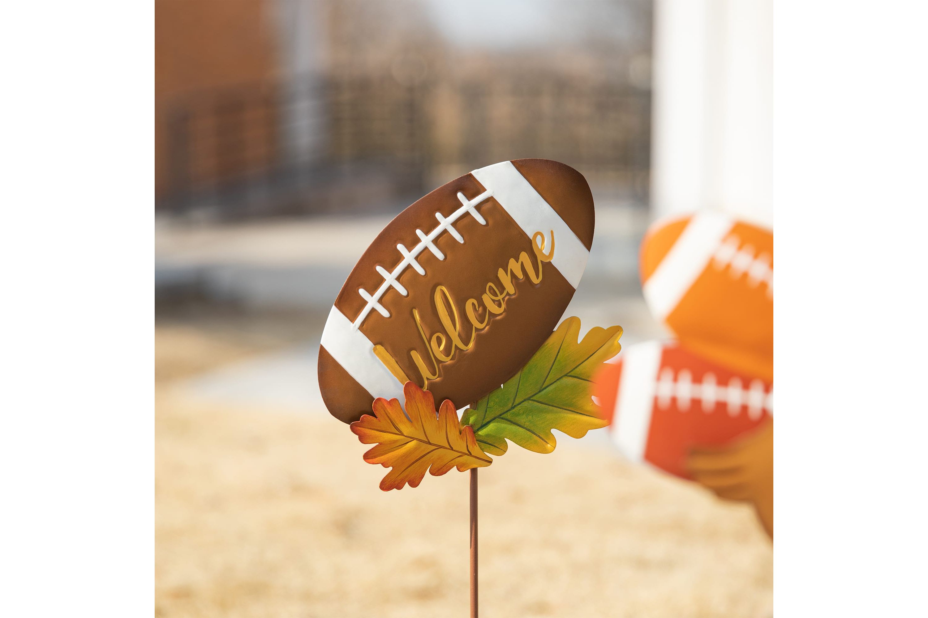 24"H Set of 3 Thanksgiving Metal Football Turkey Yard Stake(KD)
