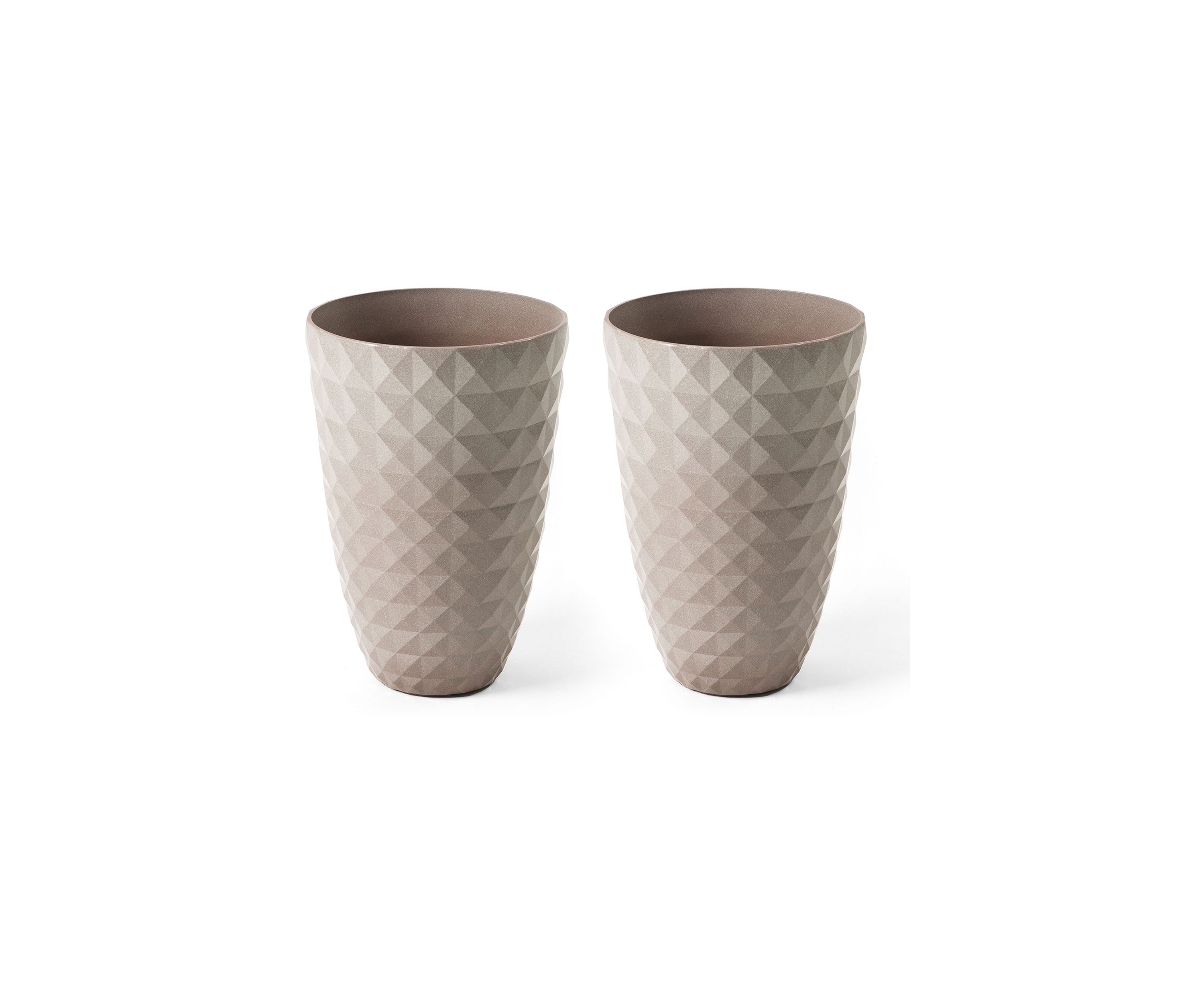 Set of 2 Oversized Eco-Friendly PE Faux Ceramic Textured Tall Pot Planter