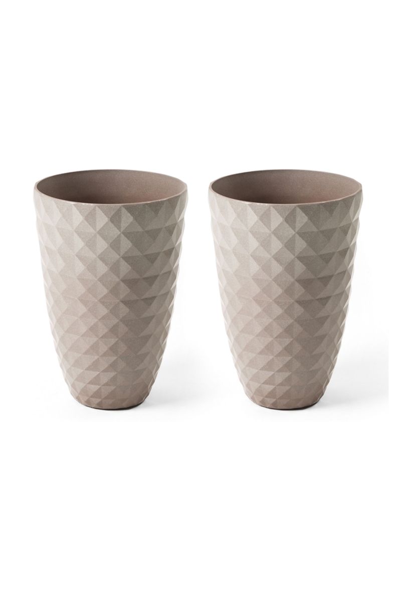 Set of 2 Oversized Eco-Friendly PE Faux Ceramic Textured Tall Pot Planter