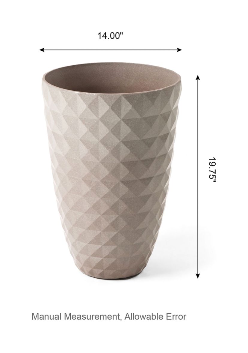Set of 2 Oversized Eco-Friendly PE Faux Ceramic Textured Tall Pot Planter