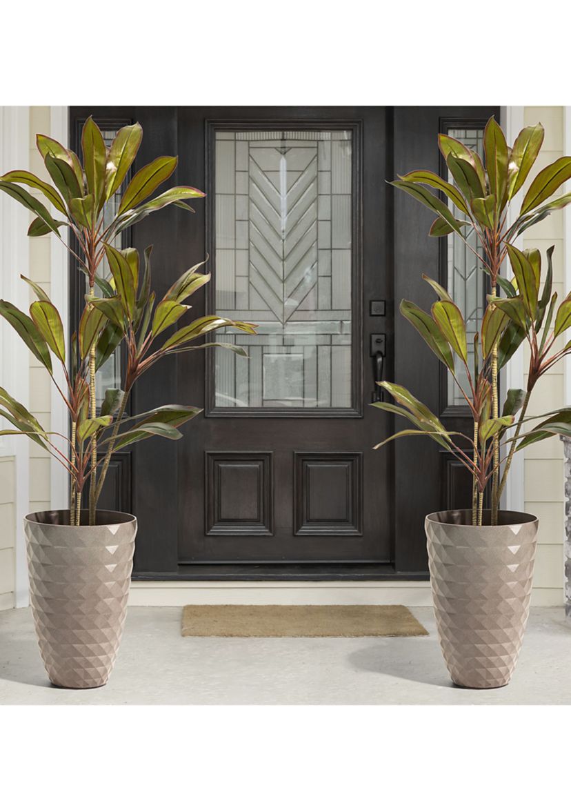 Set of 2 Oversized Eco-Friendly PE Faux Ceramic Textured Tall Pot Planter