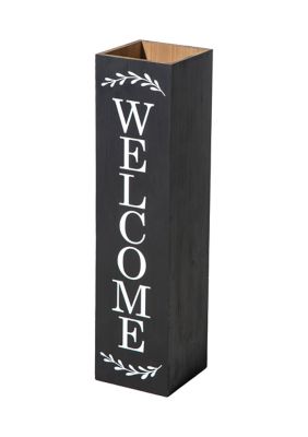 Glitzhome Double Sided Solid Wood Boxed "WELCOME PORCH" Porch Sign, Black