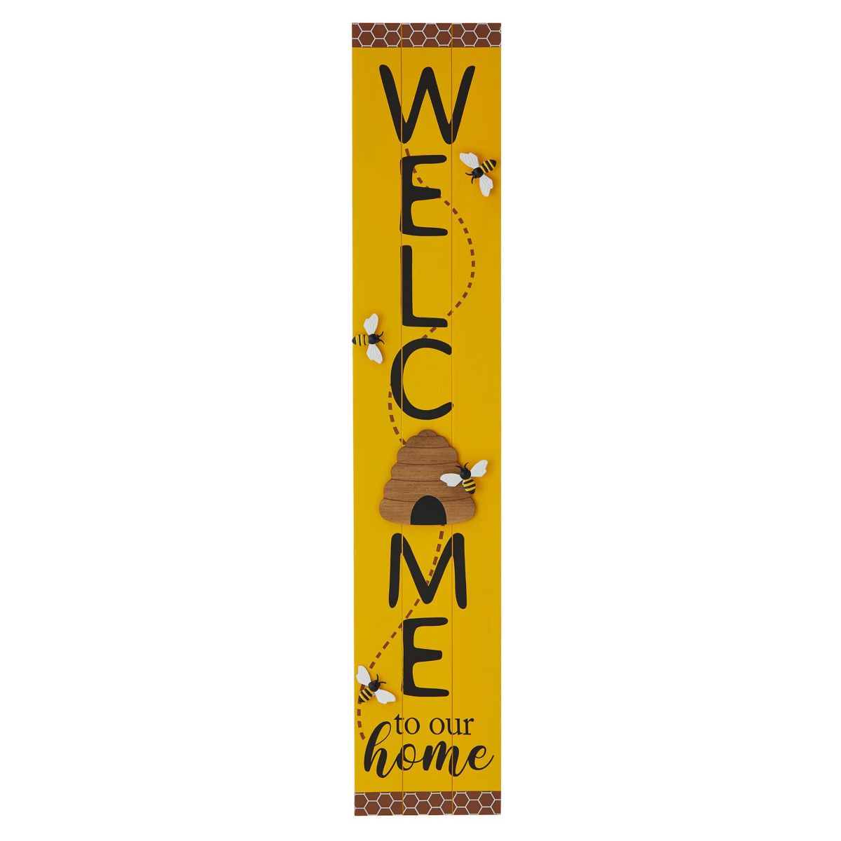 42"H Solid Wood "WELCOME" Porch Sign with Bee