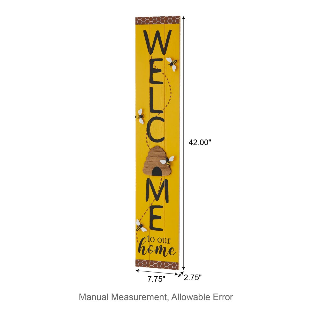 42"H Solid Wood "WELCOME" Porch Sign with Bee