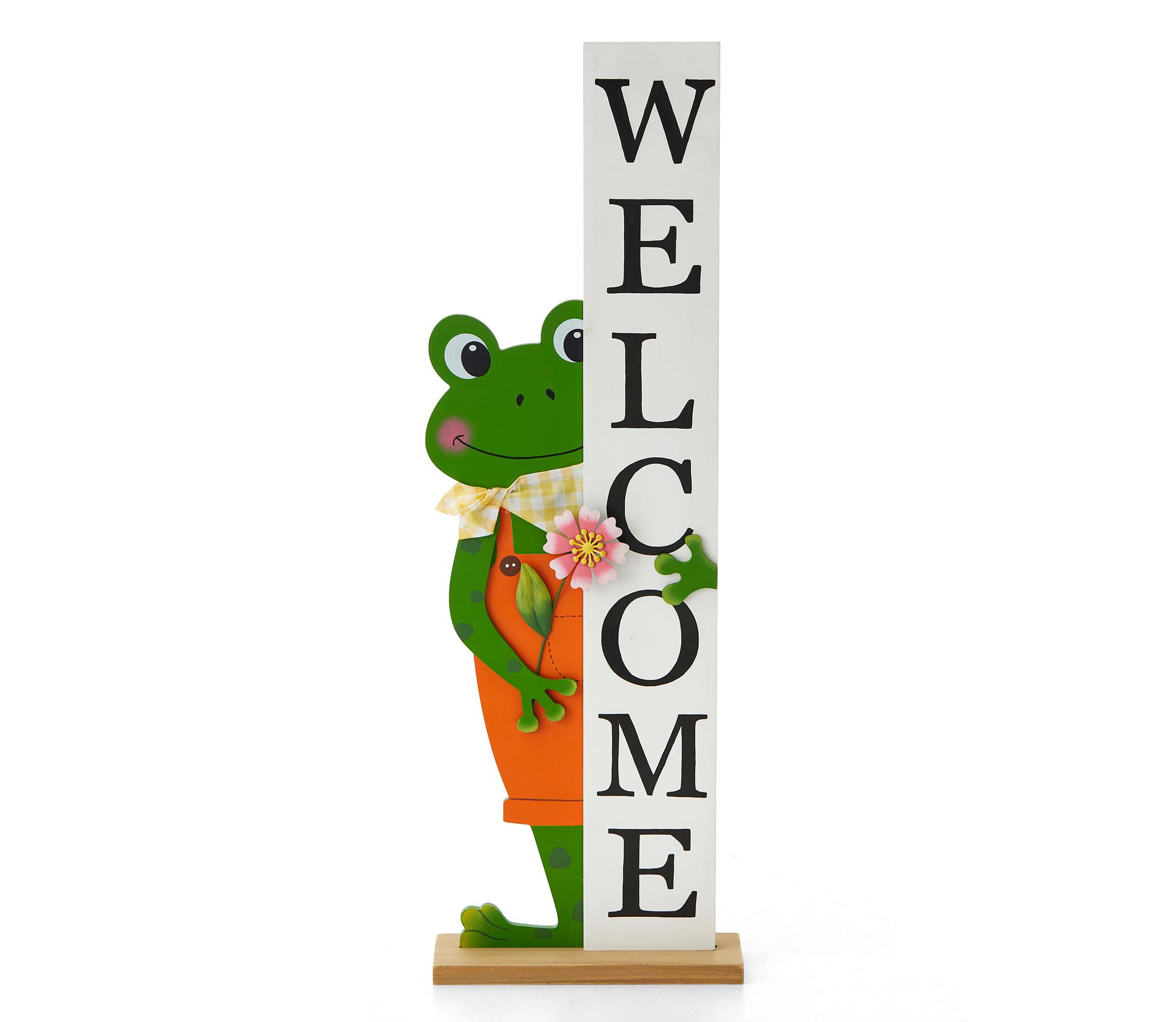 36"H Wooden Frog Welcome Porch Décor (KD)