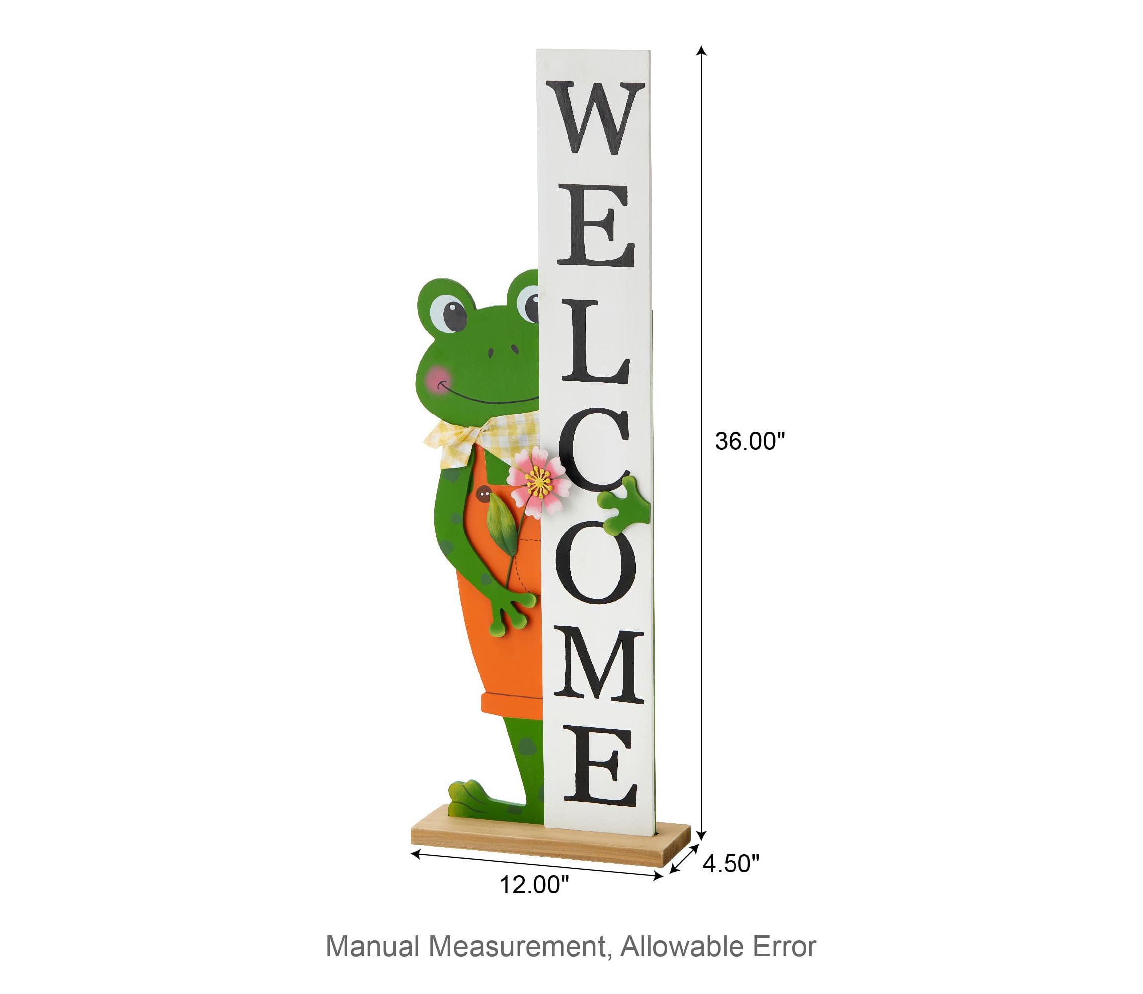 36"H Wooden Frog Welcome Porch Décor (KD)